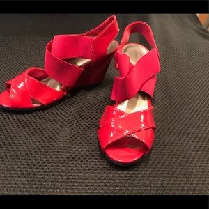 Red Wedge Sandals